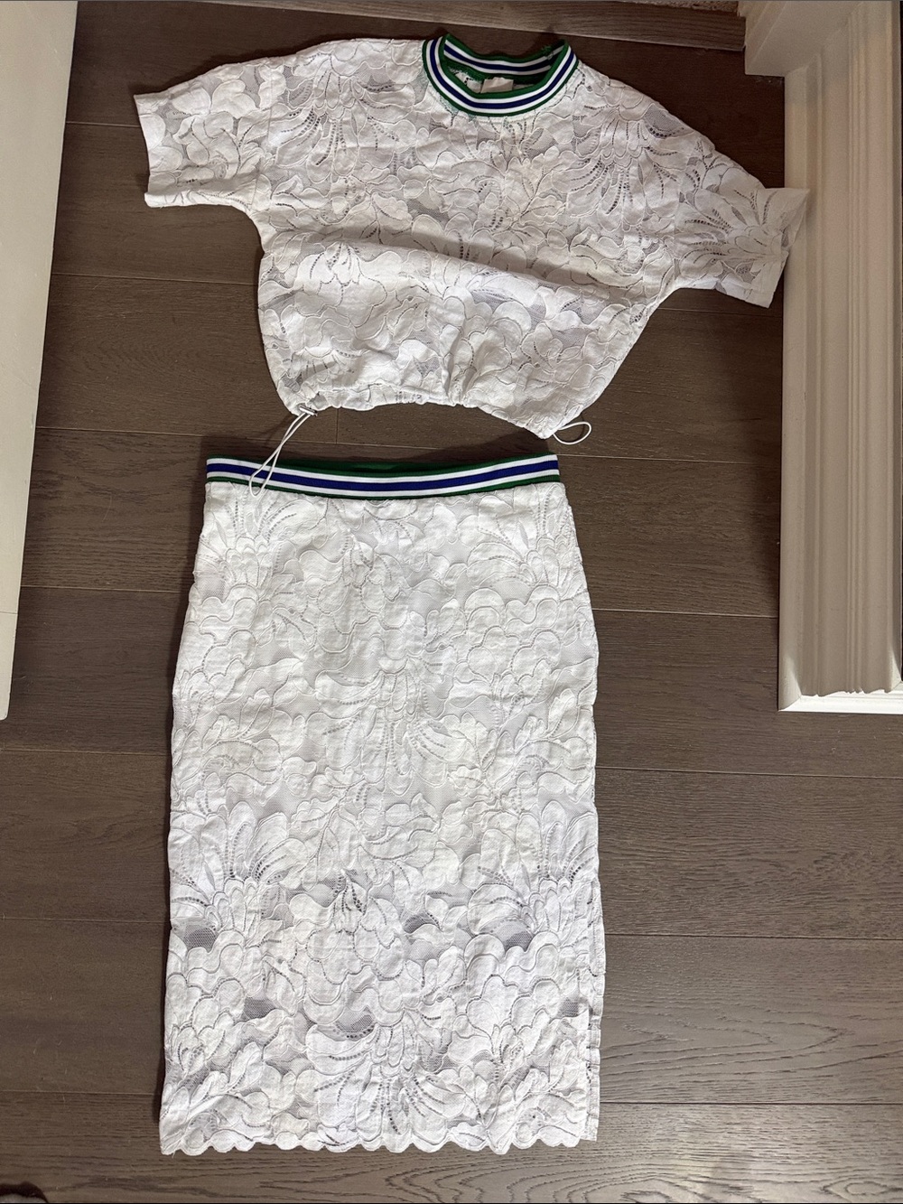 Maeve Anthropologie White Lace Pencil Skirt with top set Sports-Inspired tennis - Picture 4 of 6